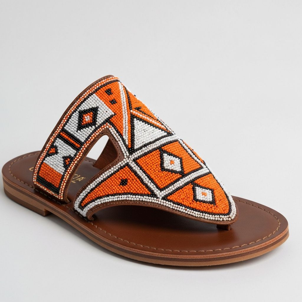 Men's Brown Beaded Sandals