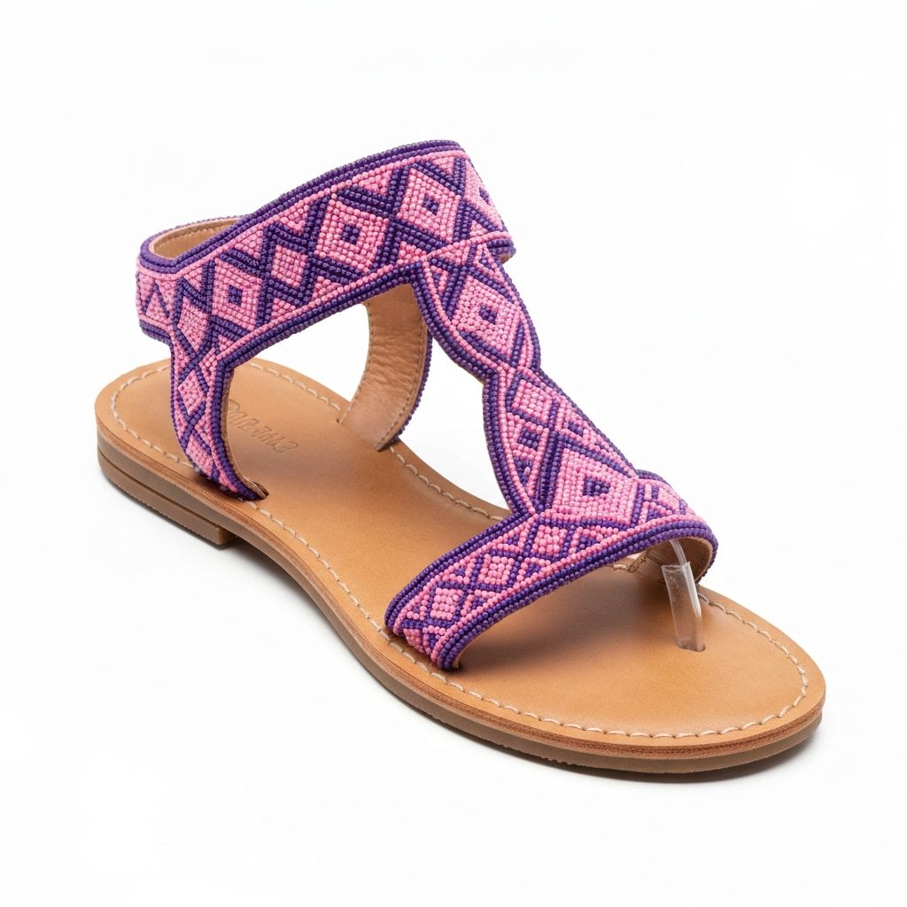 Women's Purple Beaded Sandals